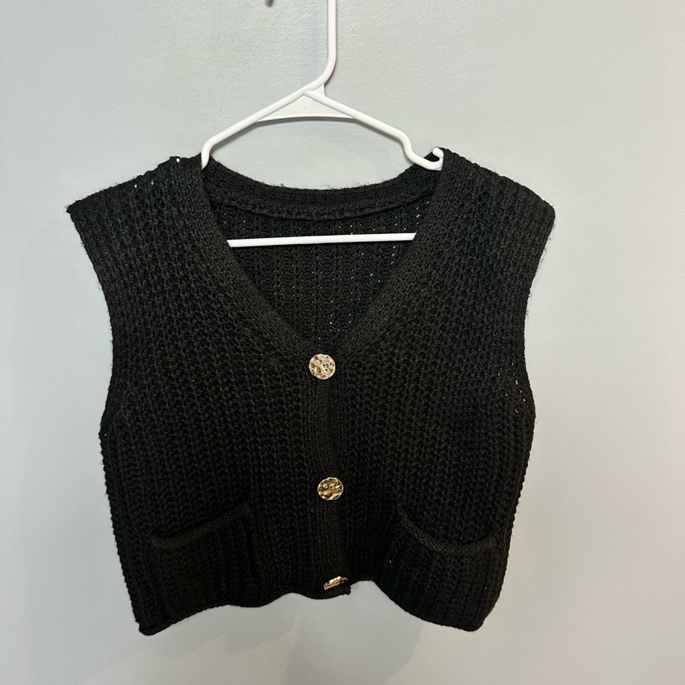 Black Knit Women's Sweater Vest